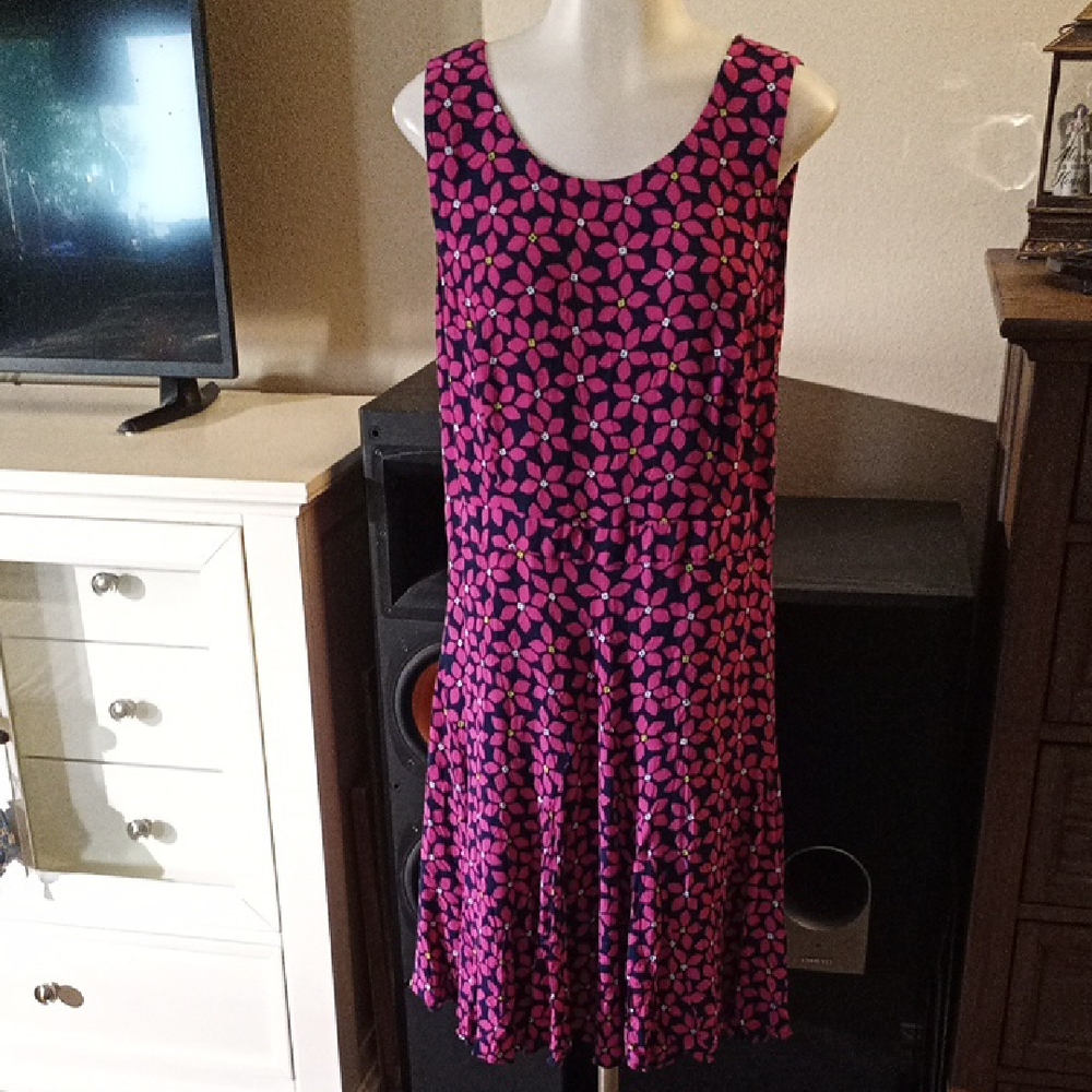 Diane Von Furstenberg CLARA Pink& Black Floral Midi Dress Size Medium 6-8